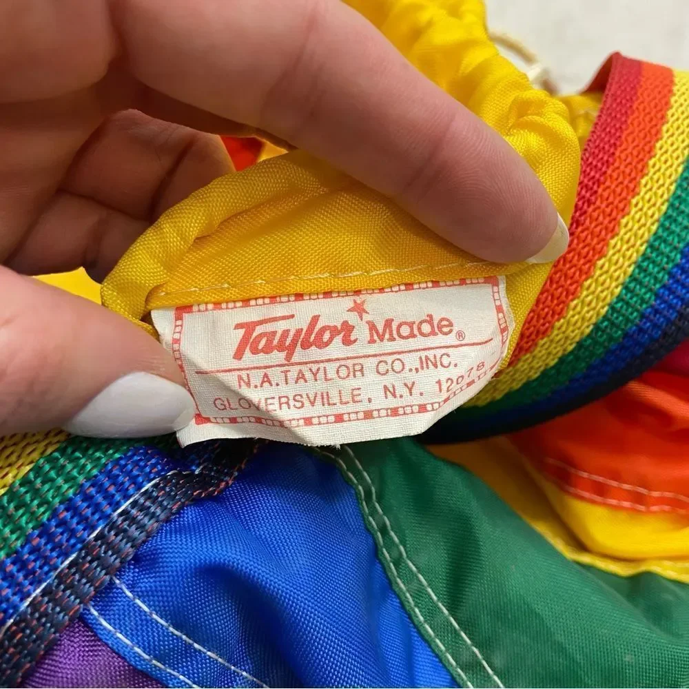 Rare Vintage Taylor Made‎ Brand Rainbow Drawstring Bucket Tote Bag